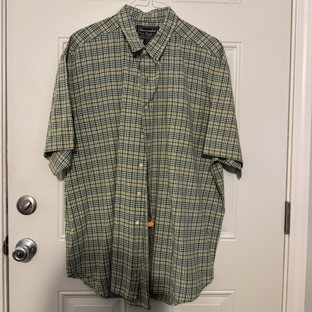 Abercrombie & Fitch Mens Shirt Size XL Plaid Button Front Short Sleeve